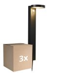 Multipack 3x Nordlux Solar Lámpara de pedestal Rica Esférica Acero Inoxidable Negro 4.5W 400lm - 830 Luz Cálida | Sensor de Movimiento y Luz