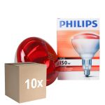 Multipack 10x Philips BR125 IR 150W E27 230-250V Rojo