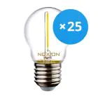Multipack 25x Noxion Lucent LED E27 Esférica con Filamento Clara 1.4W 136LM - 827 Luz muy Cálida | Reemplazo 15W